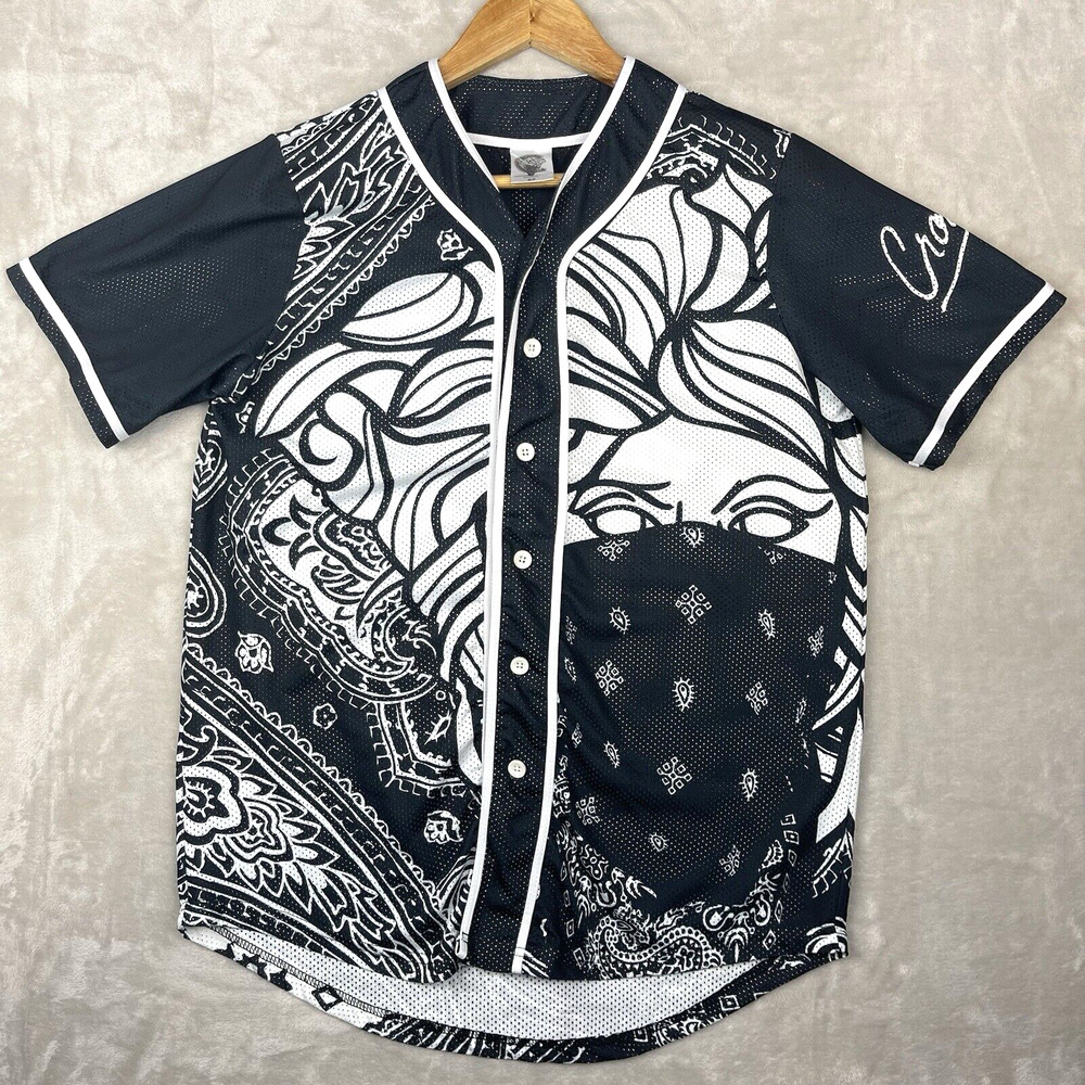 Crooks & Castles Medusa Jersey Shirt Men's Small Bandana Paisley Mesh Streetwear
